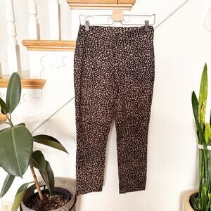 OVS Slim Fit Ankle Pants Brown Black Animal Print Stretch Cotton Size EU 38
